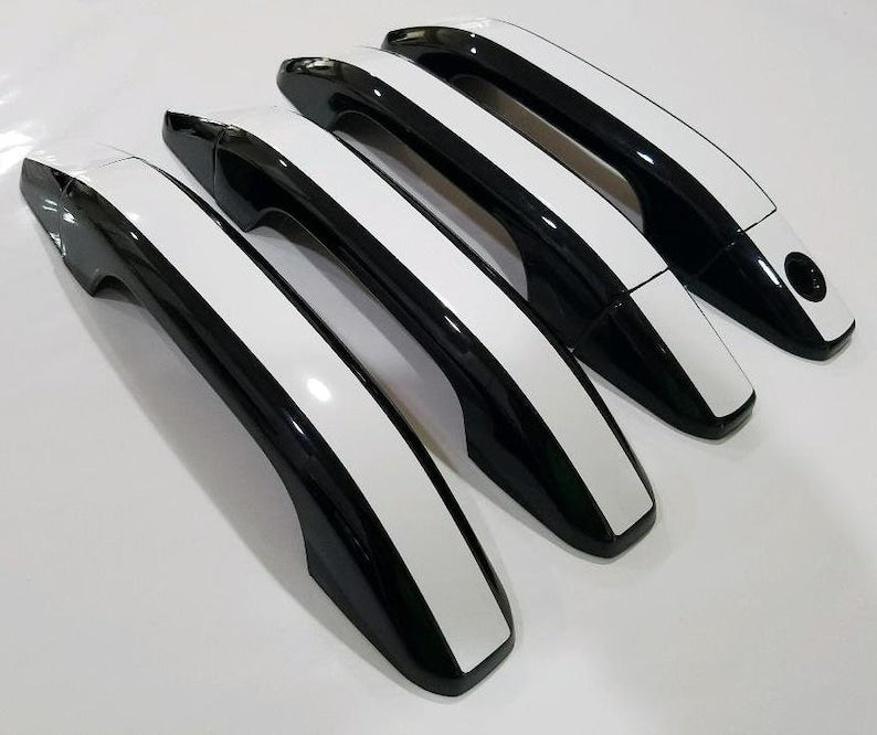 Full set of custom chrome or black door handle overlays for 2024 - 2026 ford mustangs.