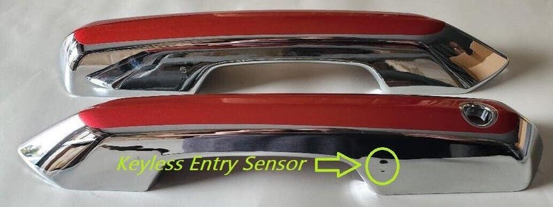 Full set of custom chrome or black door handle overlays for 2024 - 2026 ford mustangs.