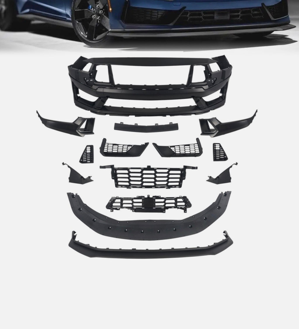 For Ford Mustang 2024-2025 Up Front Bumper Cover Grille Kit Dark Horse Style