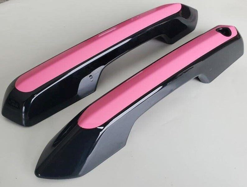 Full set of custom chrome or black door handle overlays for 2024 - 2026 ford mustangs.