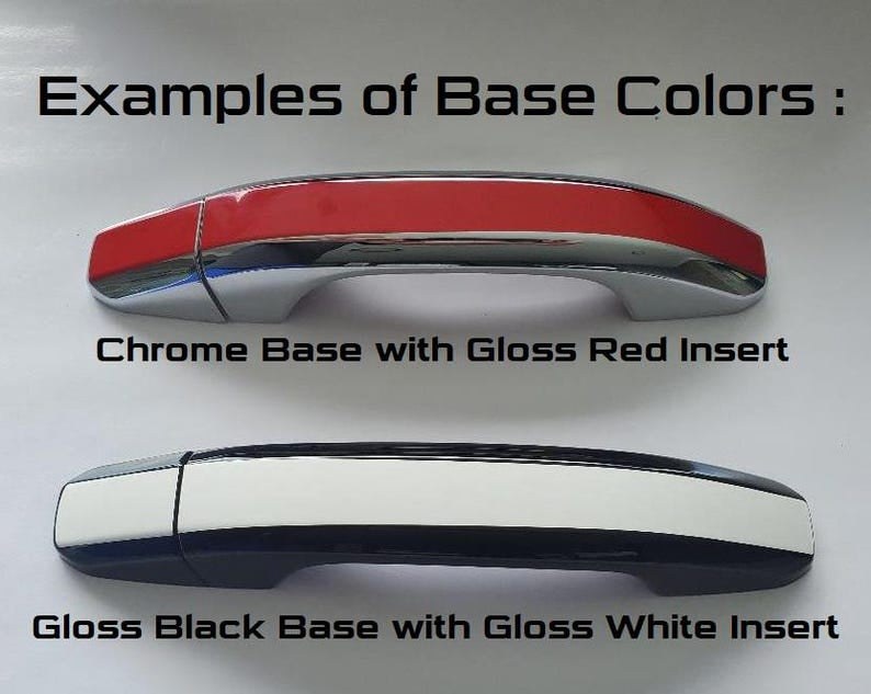 Full set of custom chrome or black door handle overlays for 2024 - 2026 ford mustangs.