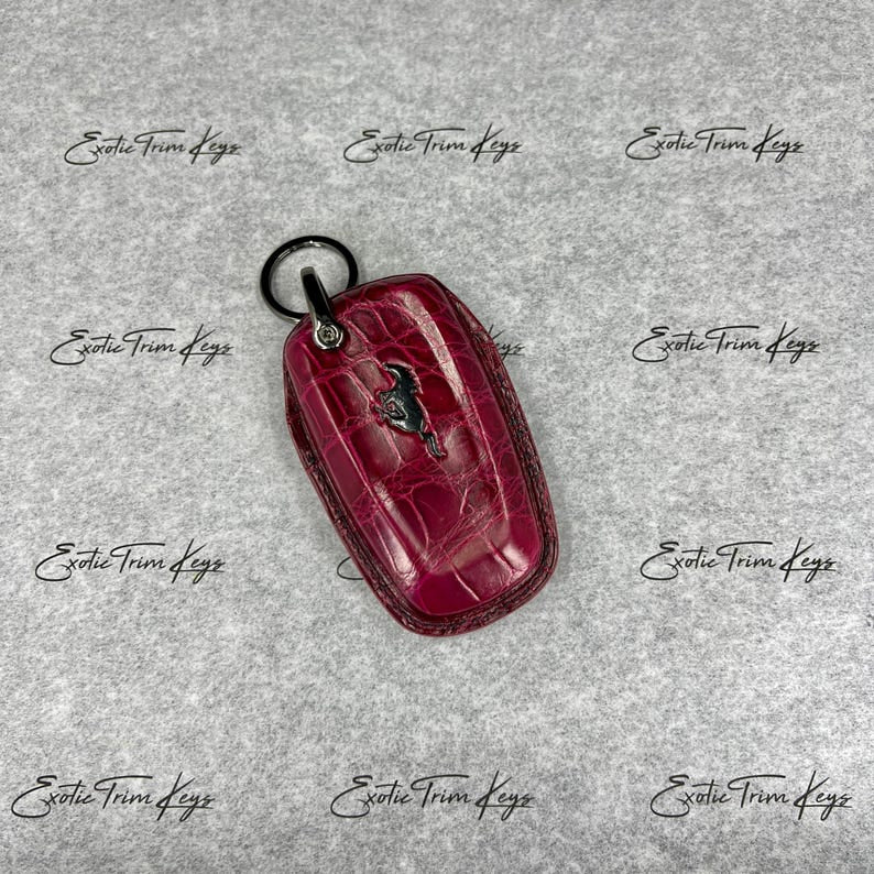 Wine Red Crocodile Key Cover For Mustang